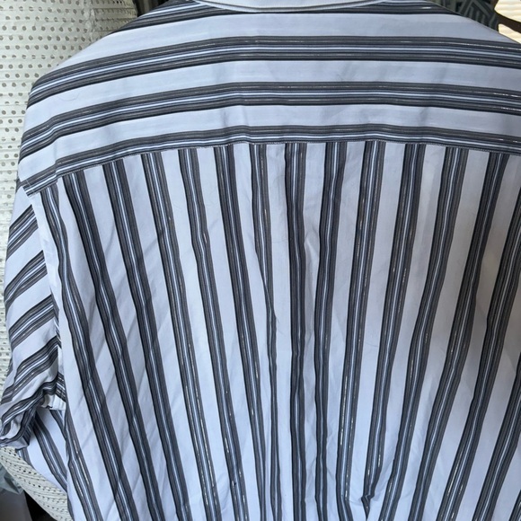 Crazy Horse Size XL Striped Silver & White Shiny Dress Shirt Button Down NWOT - Picture 5 of 16